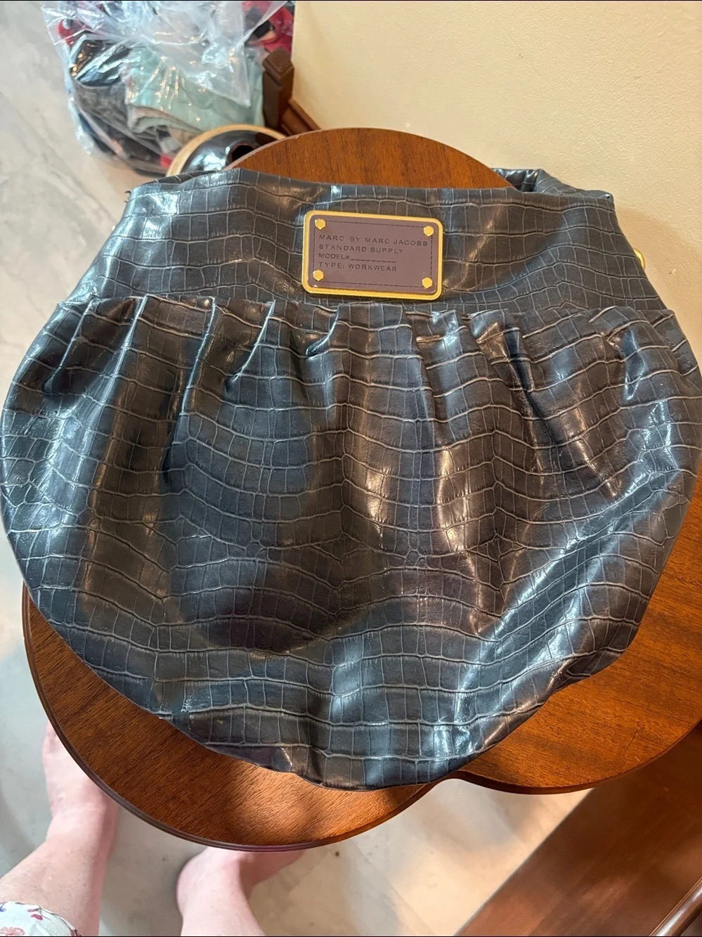 Marc by Marc Jacobs  Hobo Shoulder Bag  Croc-Embossed  laminated  Gold Hardware